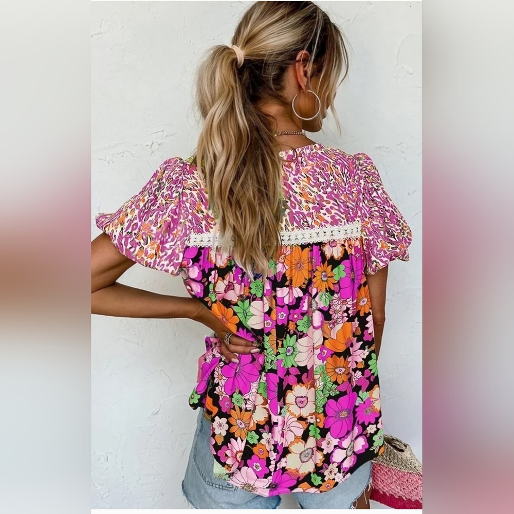 Bohemian Ruffle Flutter Sleeve Top - image 2